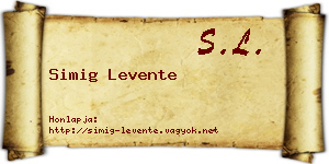 Simig Levente névjegykártya